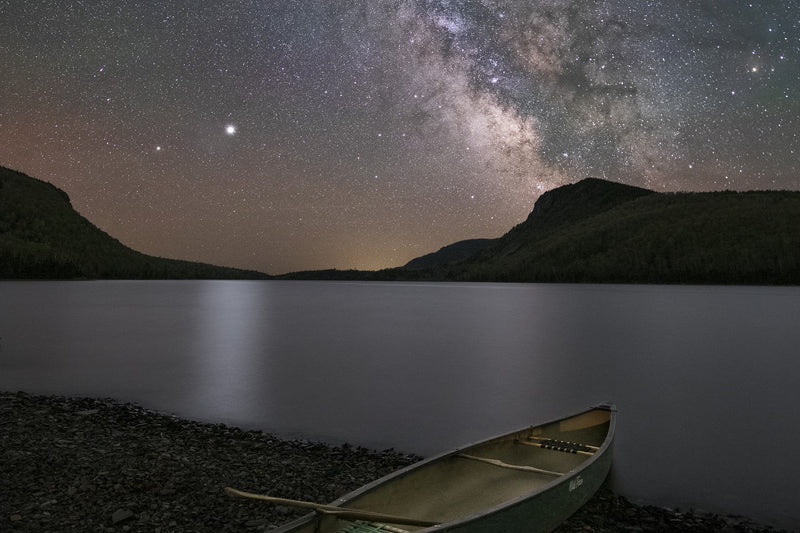 stary night and a kayak